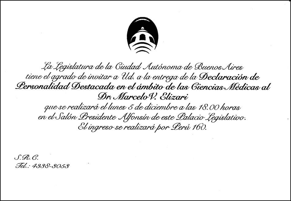 Declaración de personalidad destacada: Dr. Marcelo Elizari