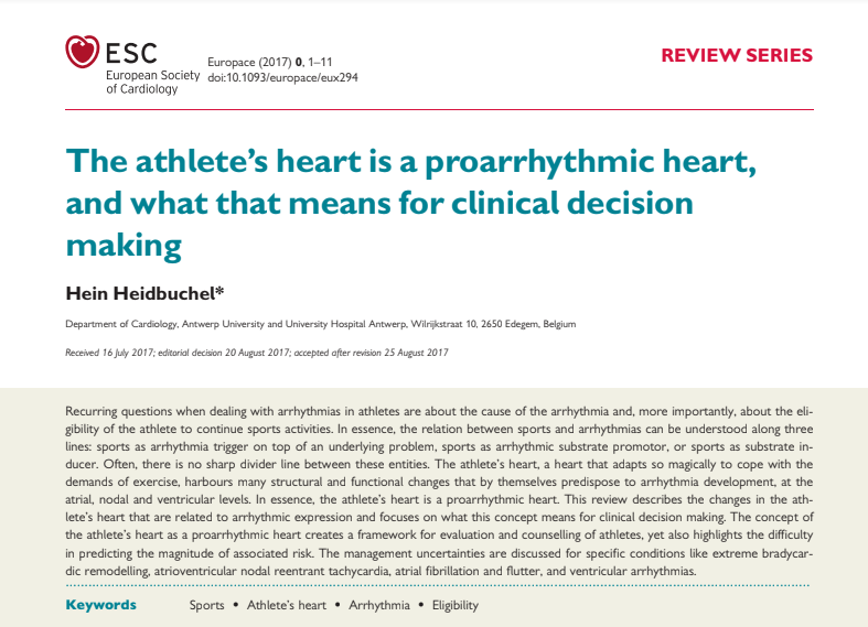 El corazón del atleta es un corazón proarrítmico y lo que eso significa para la toma de decisiones clínicas